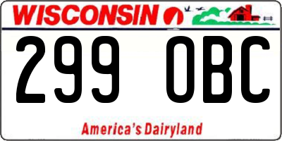 WI license plate 299OBC
