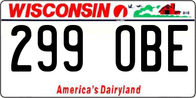 WI license plate 299OBE