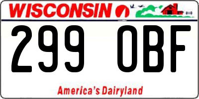 WI license plate 299OBF