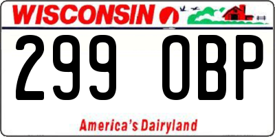 WI license plate 299OBP