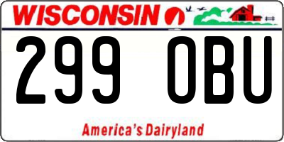 WI license plate 299OBU