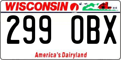 WI license plate 299OBX
