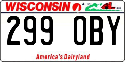 WI license plate 299OBY