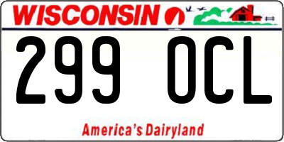 WI license plate 299OCL