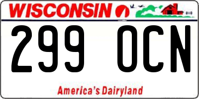 WI license plate 299OCN