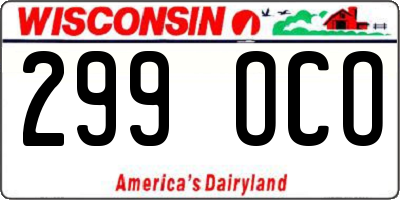 WI license plate 299OCO
