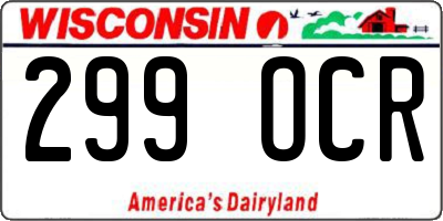 WI license plate 299OCR