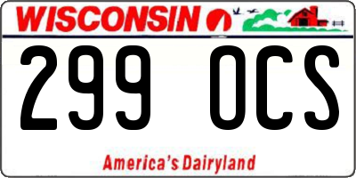 WI license plate 299OCS