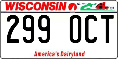 WI license plate 299OCT