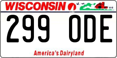 WI license plate 299ODE
