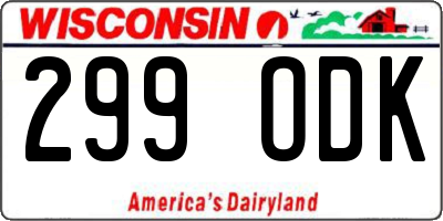 WI license plate 299ODK