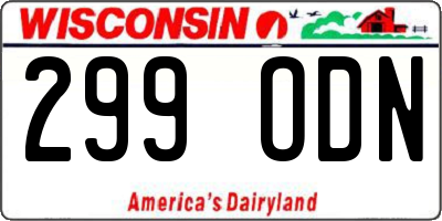 WI license plate 299ODN