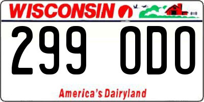 WI license plate 299ODO