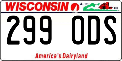 WI license plate 299ODS