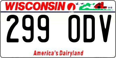 WI license plate 299ODV