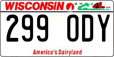 WI license plate 299ODY