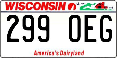 WI license plate 299OEG
