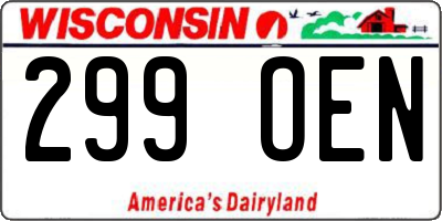 WI license plate 299OEN