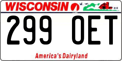 WI license plate 299OET