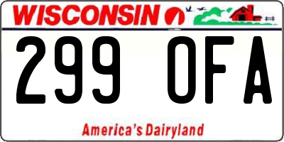 WI license plate 299OFA