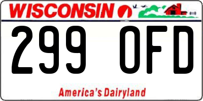 WI license plate 299OFD