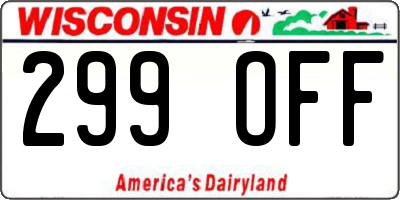 WI license plate 299OFF