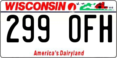 WI license plate 299OFH