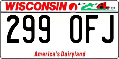 WI license plate 299OFJ