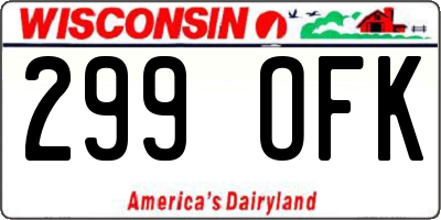 WI license plate 299OFK