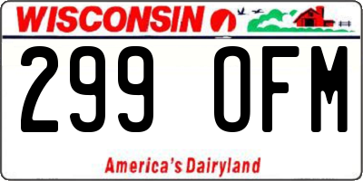 WI license plate 299OFM