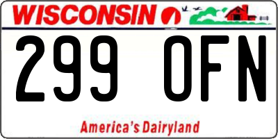 WI license plate 299OFN