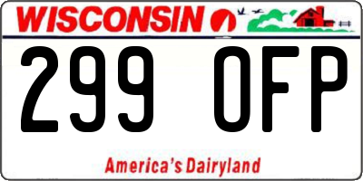 WI license plate 299OFP