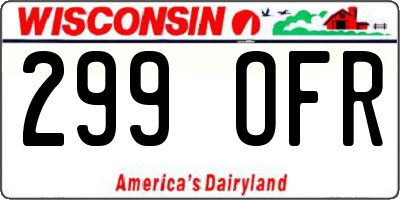 WI license plate 299OFR