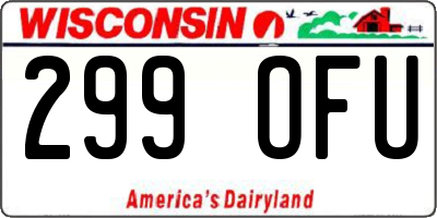 WI license plate 299OFU
