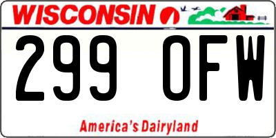 WI license plate 299OFW