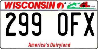 WI license plate 299OFX