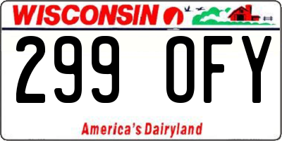 WI license plate 299OFY