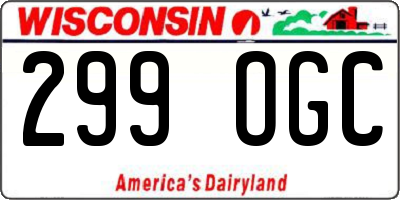 WI license plate 299OGC