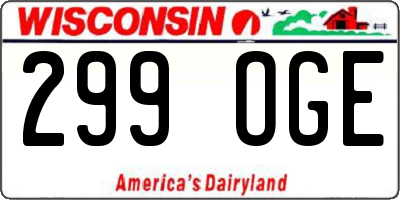 WI license plate 299OGE
