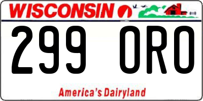 WI license plate 299ORO