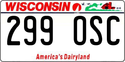 WI license plate 299OSC