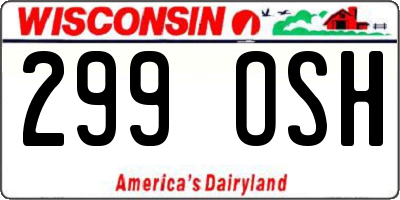 WI license plate 299OSH