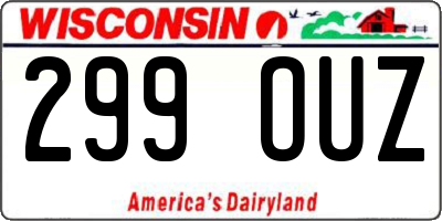 WI license plate 299OUZ