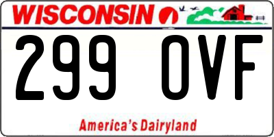 WI license plate 299OVF