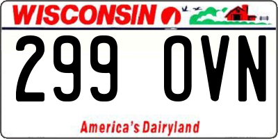WI license plate 299OVN