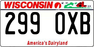 WI license plate 299OXB