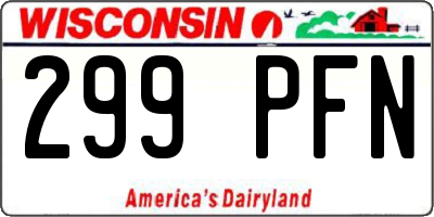 WI license plate 299PFN