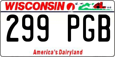 WI license plate 299PGB