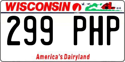 WI license plate 299PHP
