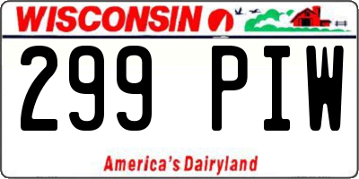 WI license plate 299PIW
